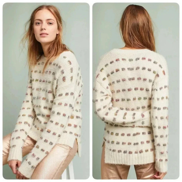 {Anthropologie} Moth Metallic Check Sweater - Picture 1 of 12
